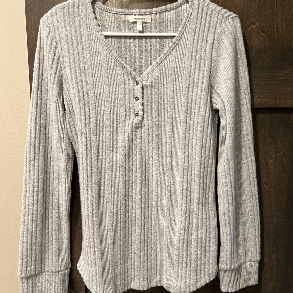 Gray Ribbed Women's Top